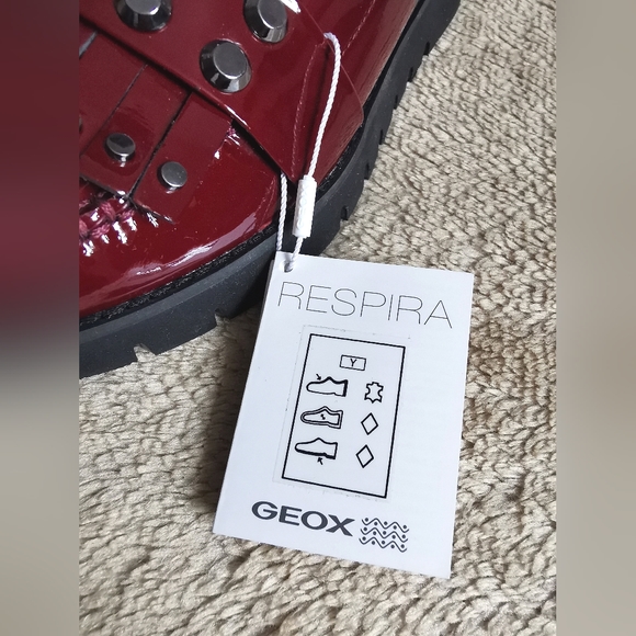 Geox Respira Patent Leather Oxblood Loafers Fringe Studs - Picture 8 of 12